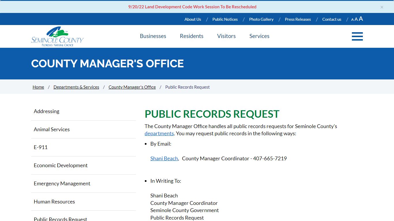 Public Records Request | Seminole County